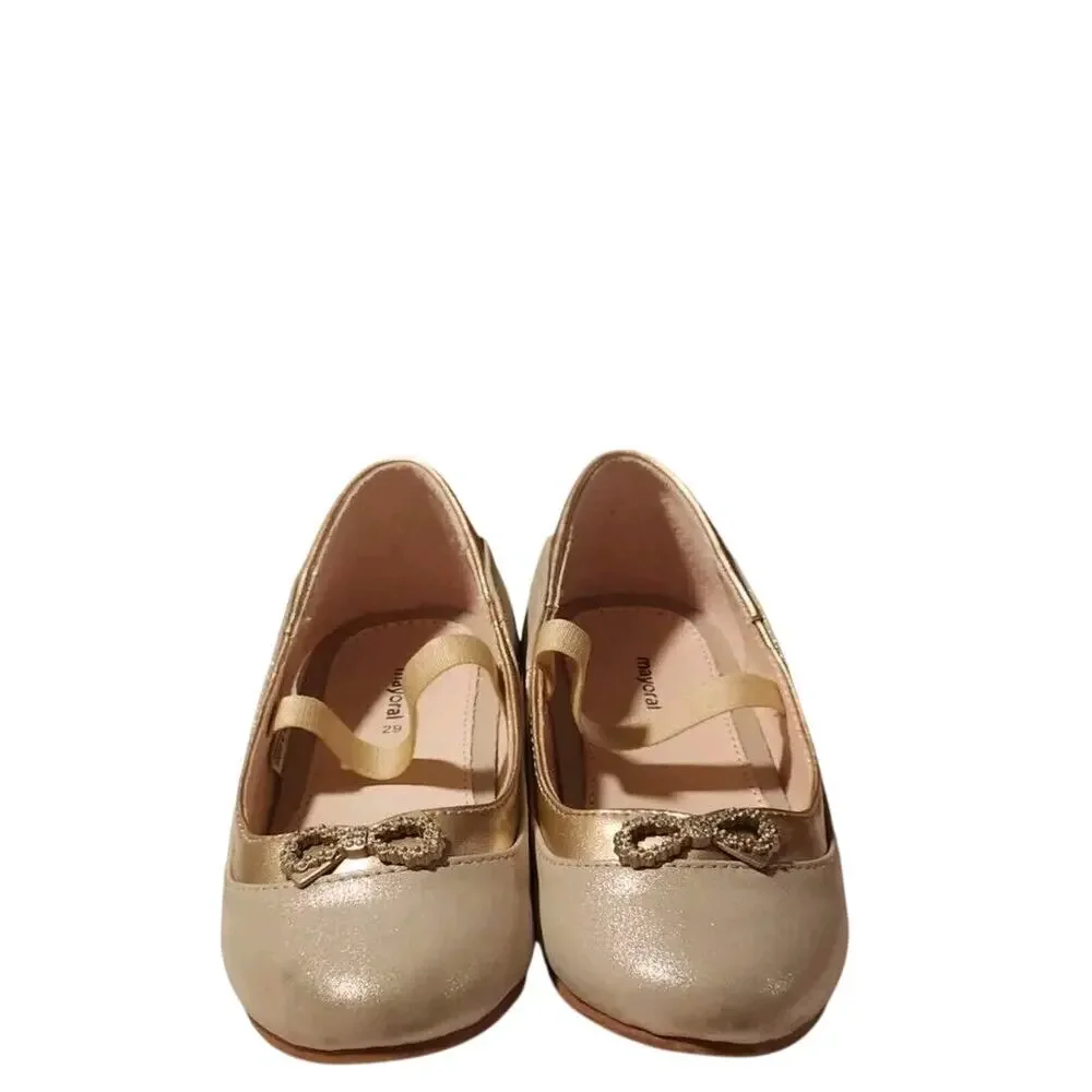 Mayoral Ballerina Girls' Flat Shoes Size 29 US 11C Color Gold Holiday Dressy- G7